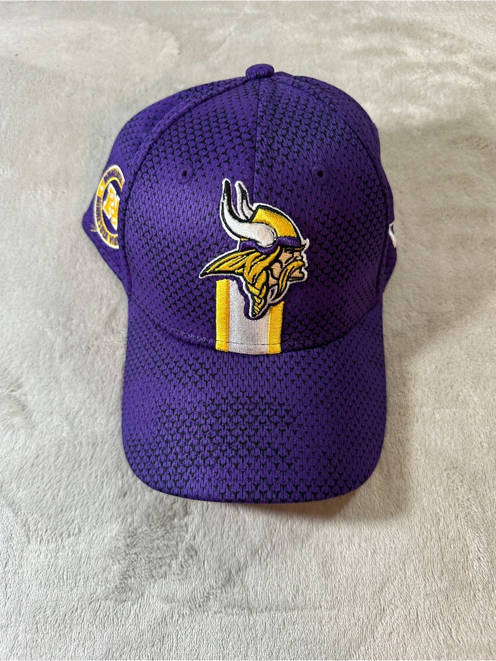 New Era Minnesota Vikings Purple Baseball Cap with Yellow & White Stripes